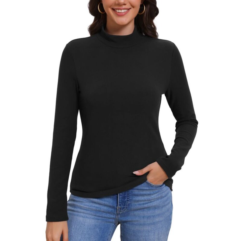 Women Turtleneck Long Sleeve Fall Winter Warm Tops Black